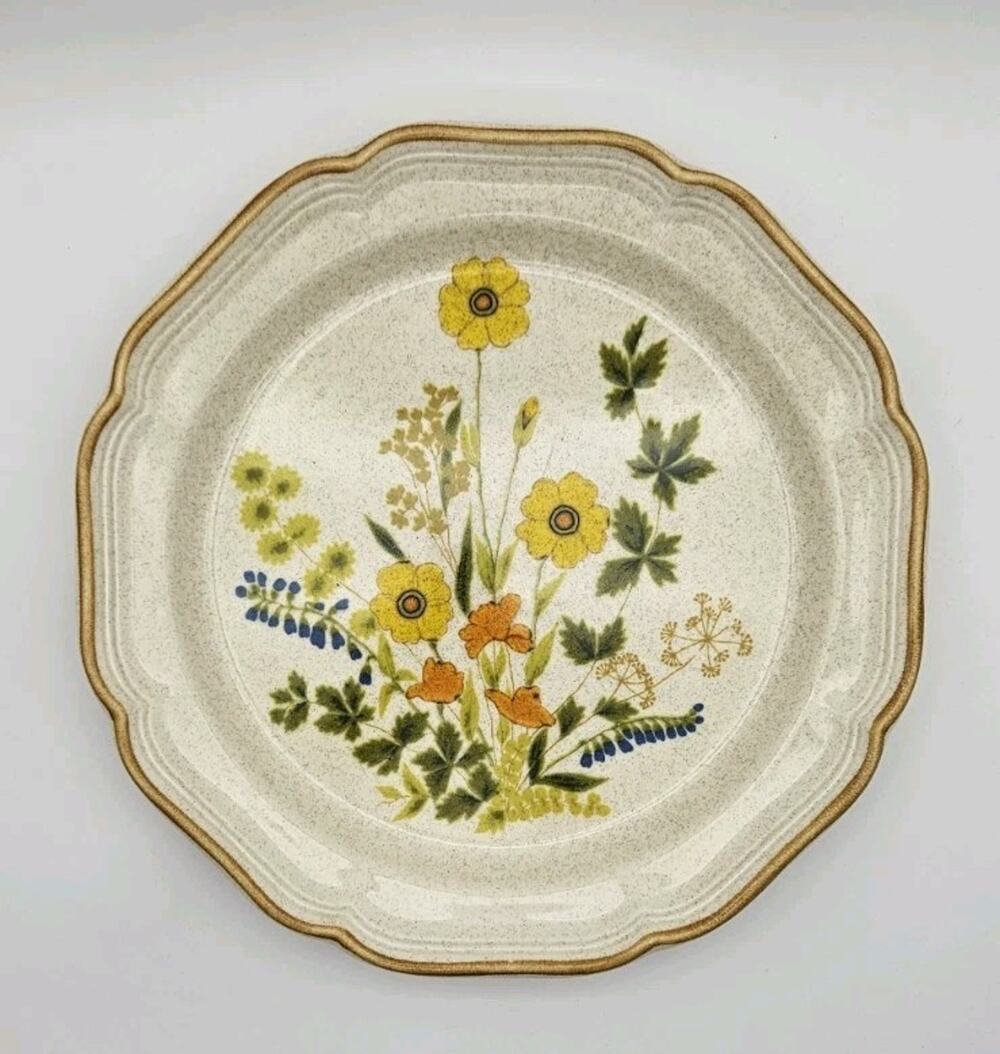 Vintage Mikasa Garden Club 'Fresh Floral' Stoneware Platter EC404 Japan 10.5 in